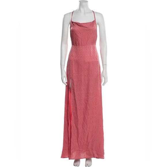 Reformation Dusty Pink Silk Cowl Neck Cross-Back Maxi Slip Gown - US 0 / XS - Picture 3 of 5
